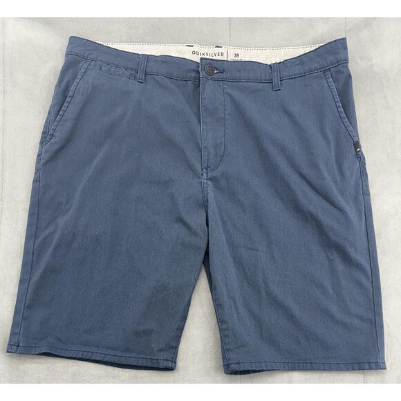Quiksilver Shorts Mens 38 Blue Straight Fit Classic Chino Casual Walking Summer - Picture 1 of 12